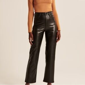 Abercrombie vegan leather pants ankle straight ultra high rise